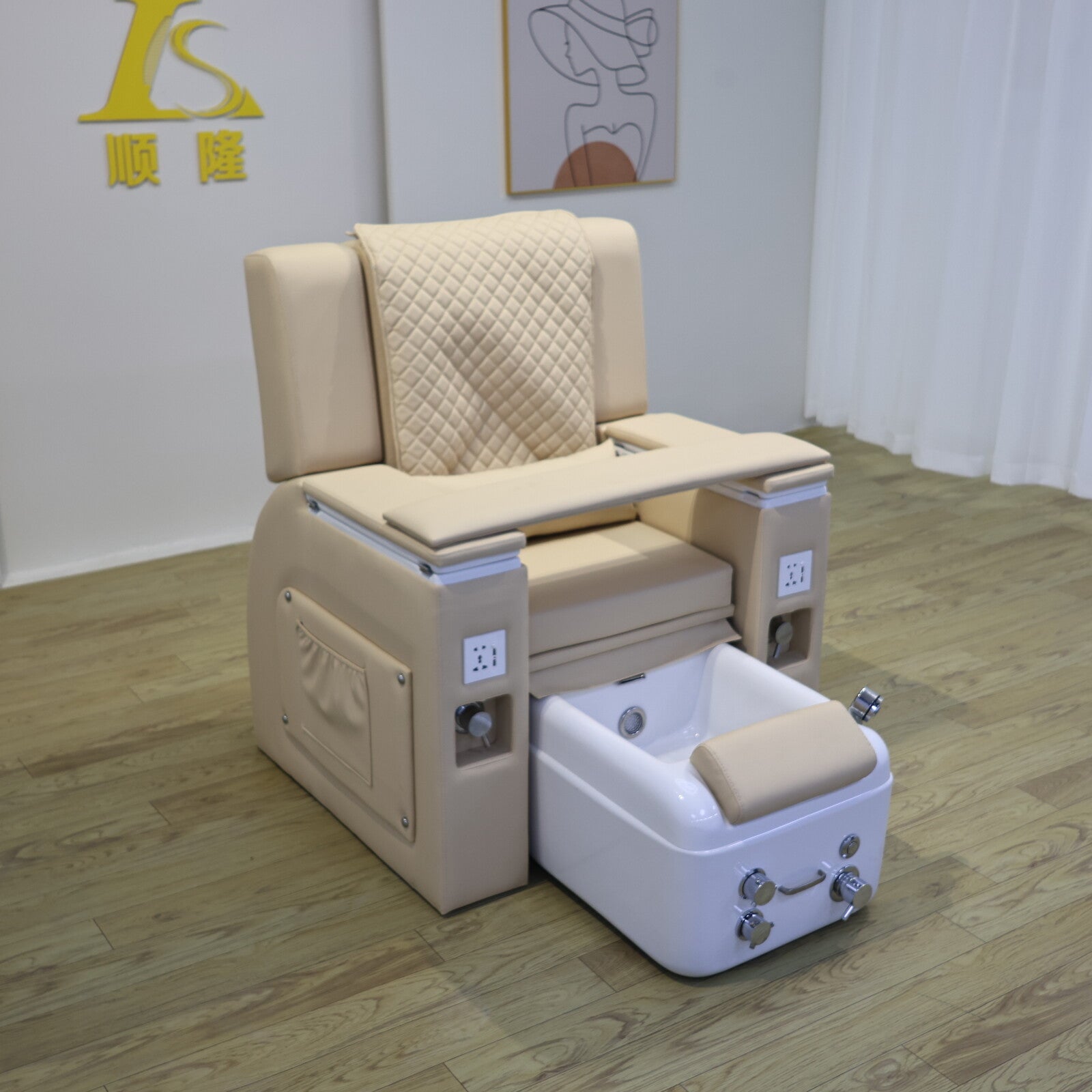 Cream Recline Pedicure Massage Spa Chair