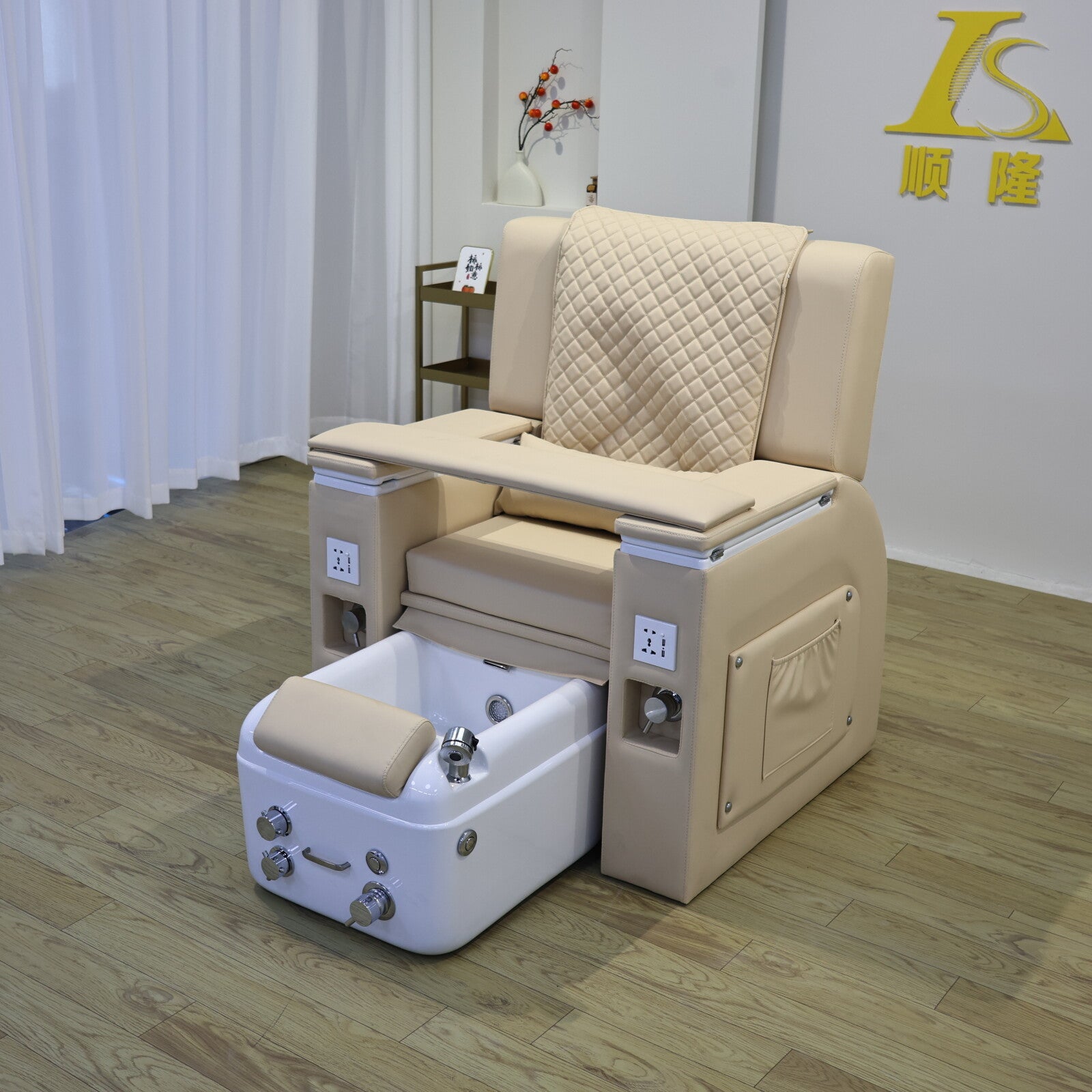 Cream Recline Pedicure Massage Spa Chair