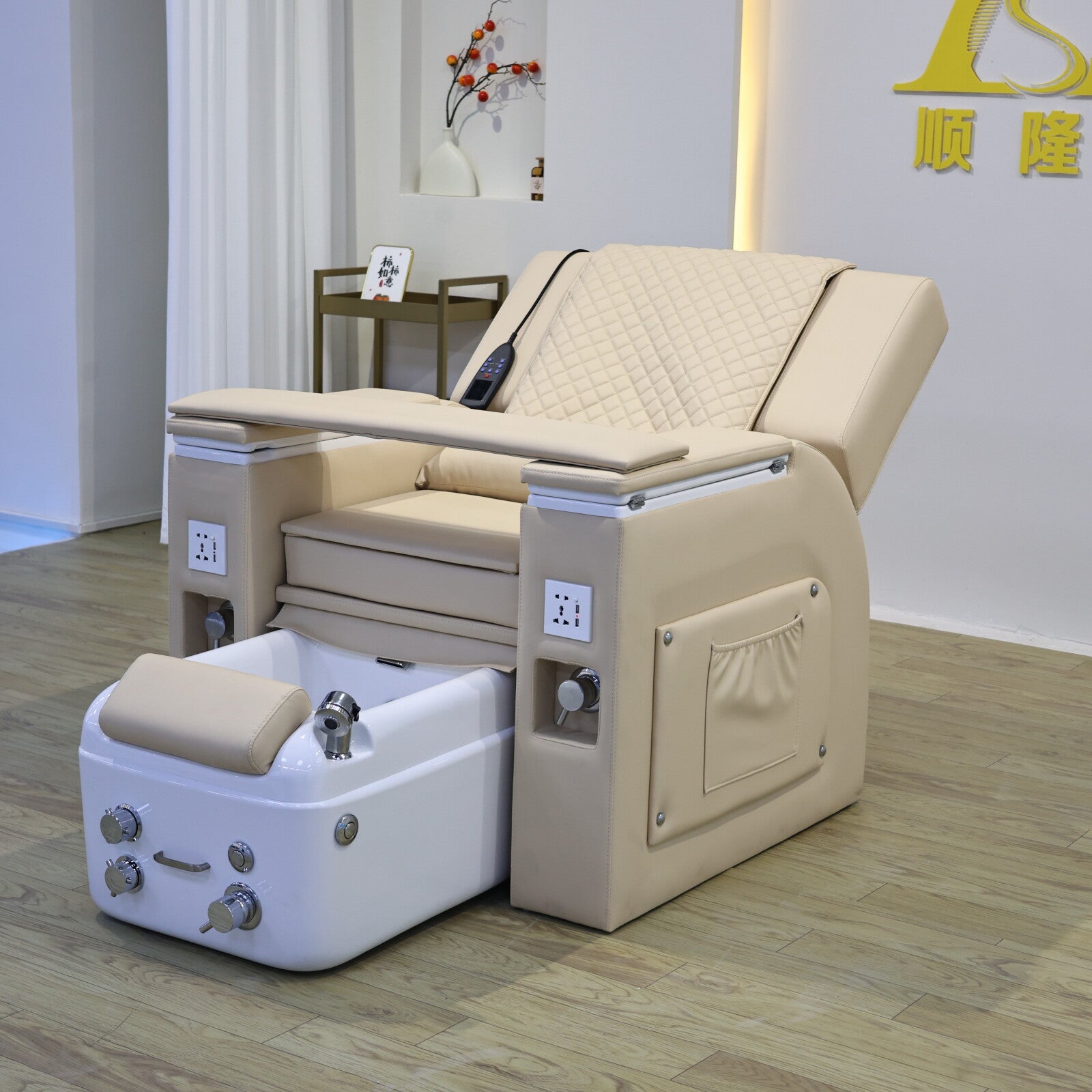 Cream Recline Pedicure Massage Spa Chair