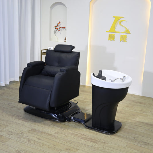 Electric Adjustable Hair Salon Chair with Console-Controlled Lifting, Side Movement, and Washing Capability