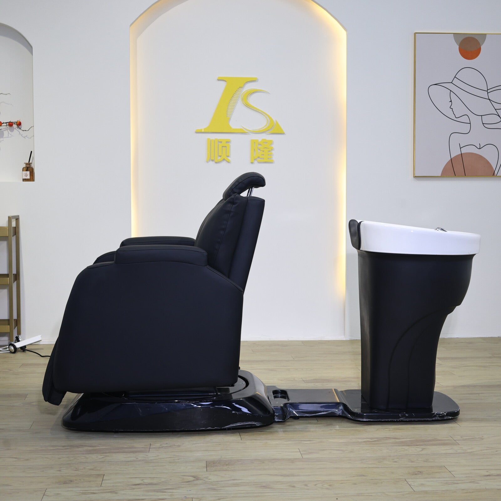 Electric Adjustable Hair Salon Chair with Console-Controlled Lifting, Side Movement, and Washing Capability