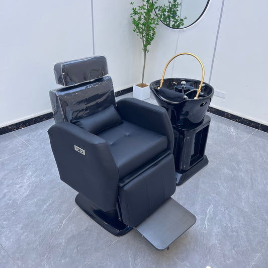 Head Spa Treatment Therapy Water Circulation Washing Shampoo Chair Electric Massage Shampoo Barber Chair Style With Bowl