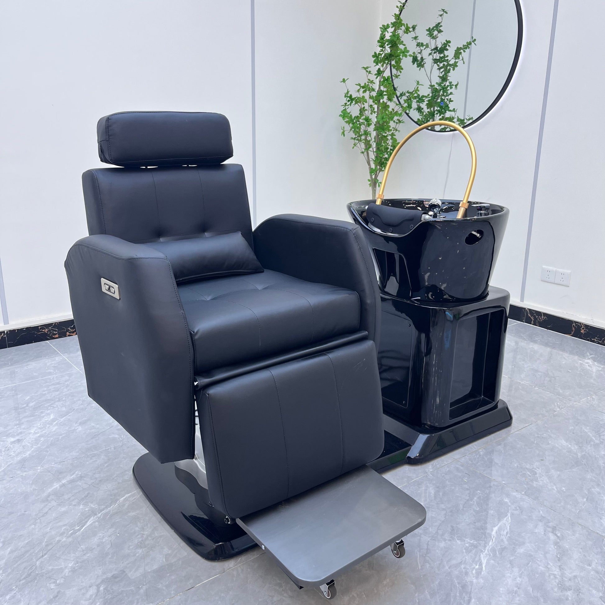 Head Spa Treatment Therapy Water Circulation Washing Shampoo Chair Electric Massage Shampoo Barber Chair Style With Bowl